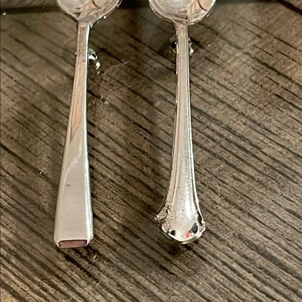 2 Vintage Silver Tone Spoon Brooch Pin 2.5